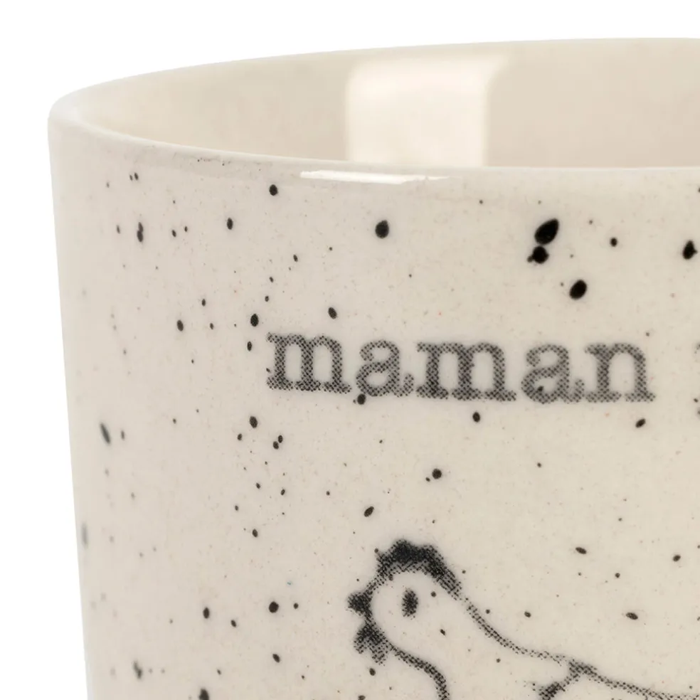Tasse Maman en grès blanc moucheté 15cl - La Ferme