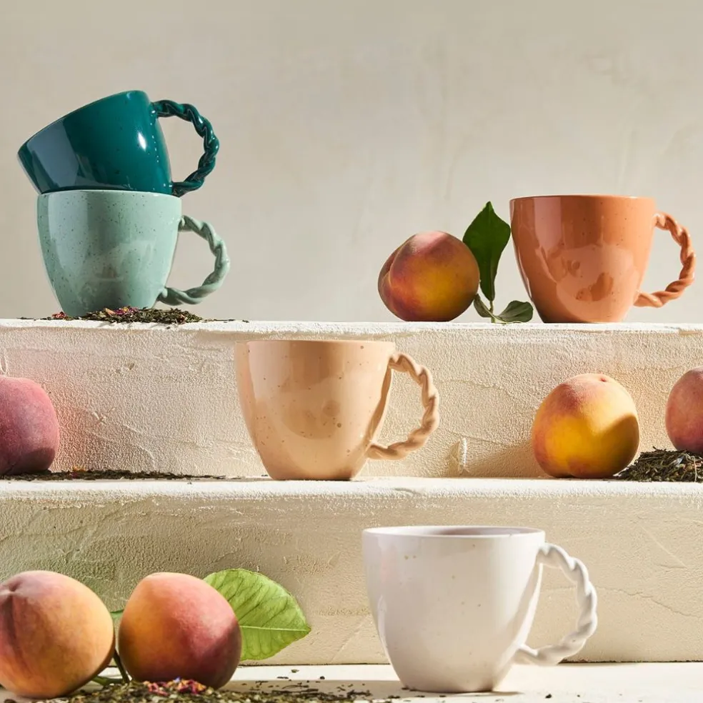 Tasse moucheté en grès blanc 33cl - Organic