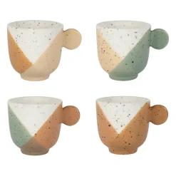Tasses à café x4 en grès sauge et nude moucheté 14cl - Aurore