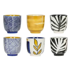 Tasses (x6) arty folk bleu 15cl en gres