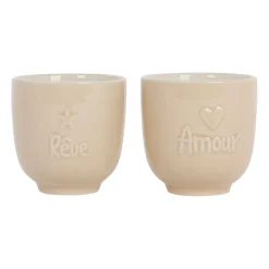 Tasses x2 beige 15cl en grès - famille