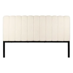 Tete lit en bouclette blanche et fer noir 160x100cm - Organic