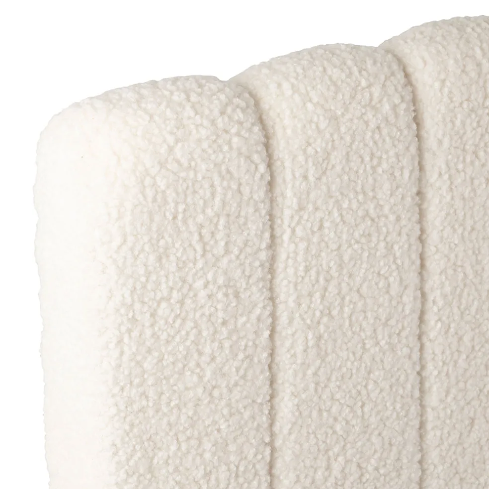 Tete lit en bouclette blanche et fer noir 160x100cm - Organic