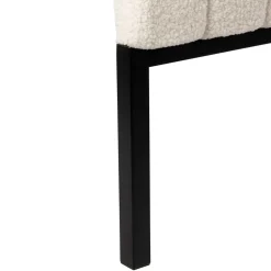 Tete lit en bouclette blanche et fer noir 160x100cm - Organic