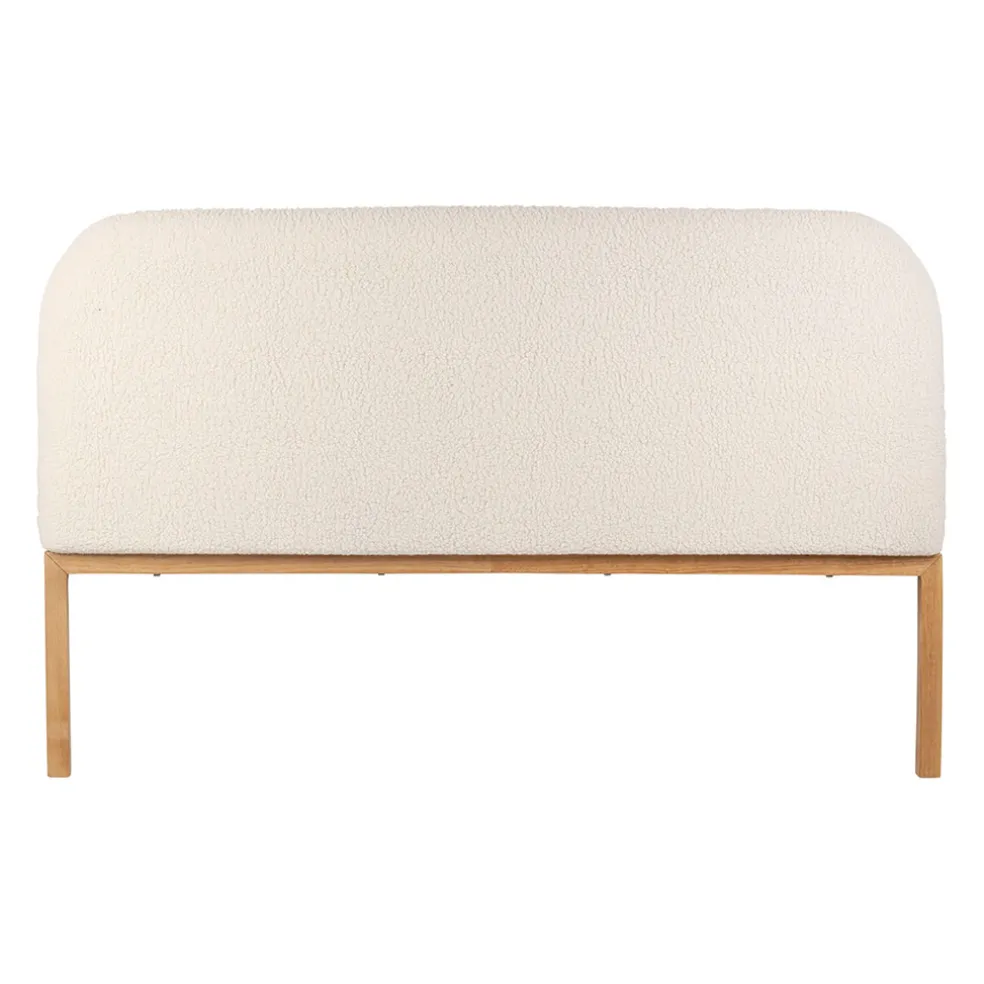 Tete lit en bouclettes ivoire et bois 160x100cm - Organic