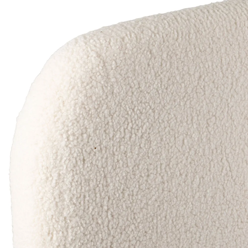 Tete lit en bouclettes ivoire et bois 160x100cm - Organic