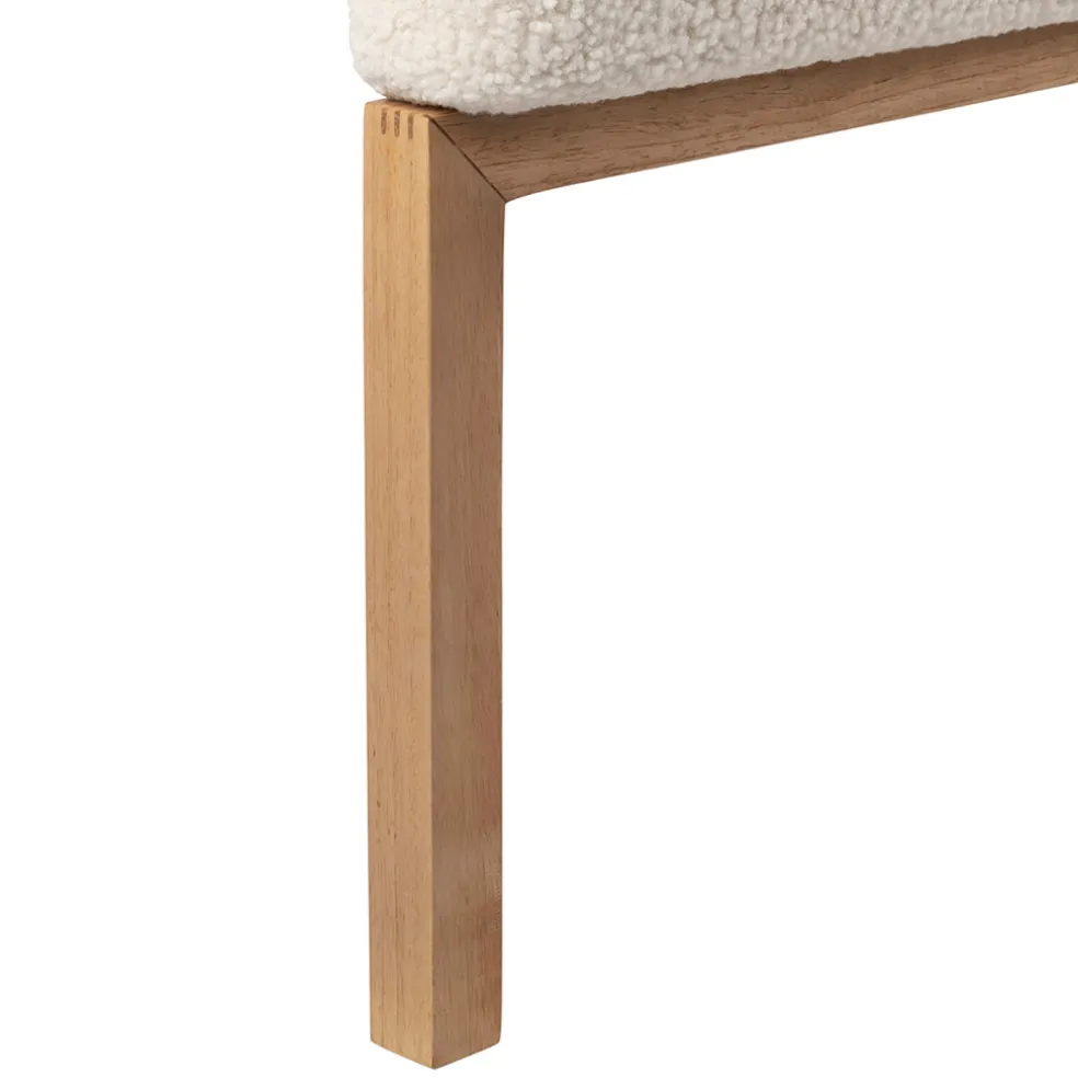 Tete lit en bouclettes ivoire et bois 160x100cm - Organic