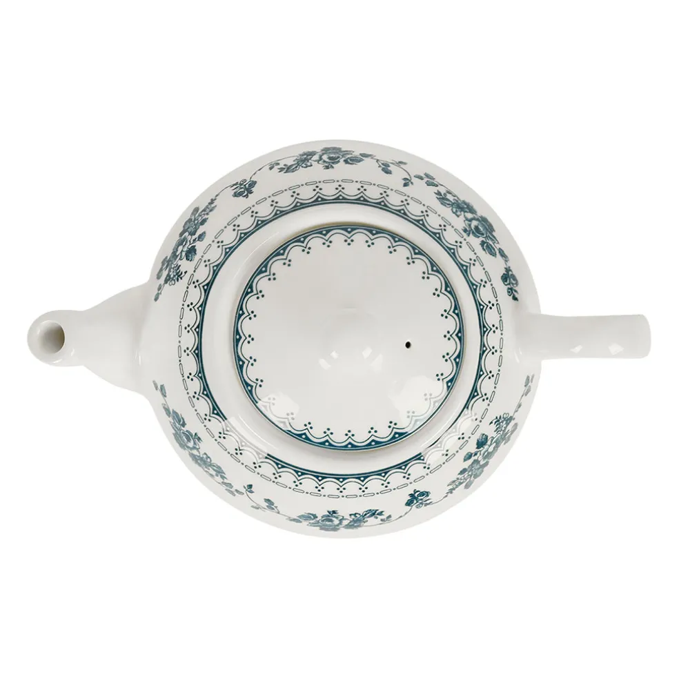 Theiere anglaise en faïence blanc et bleu ancien - Faustine