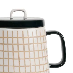 Theiere en grès banc et beige - courba