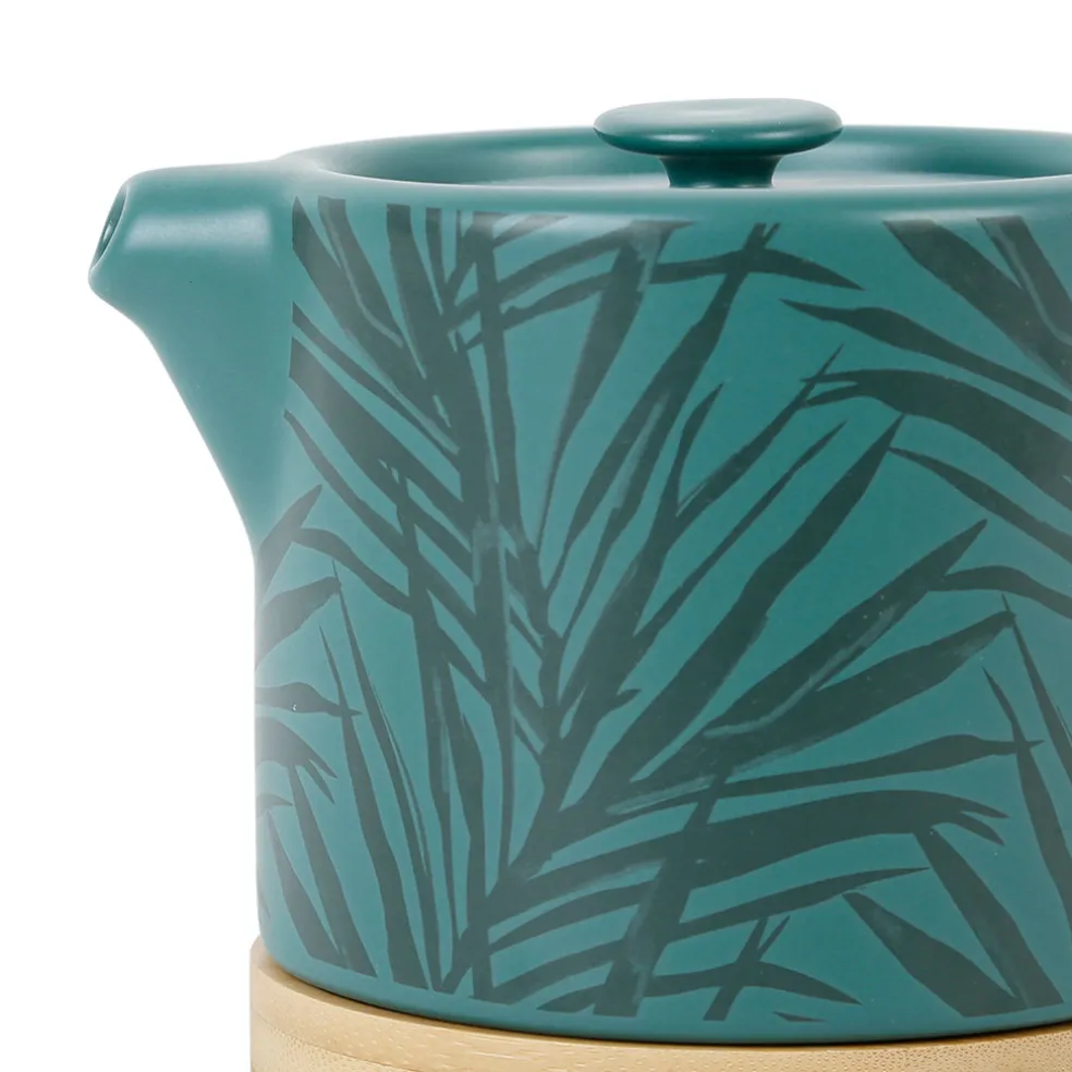 Theiere en grès émeraude avec avec filtre - tropic'art