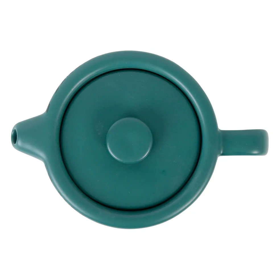 Theiere en grès émeraude avec avec filtre - tropic'art