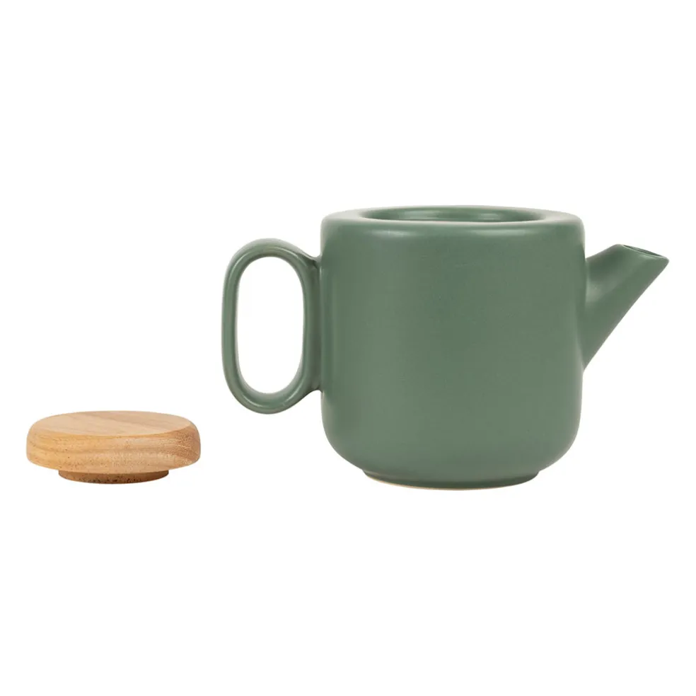 Theiere en grès vert mat avec filtre - baltika