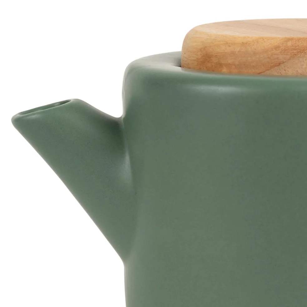 Theiere en grès vert mat avec filtre - baltika