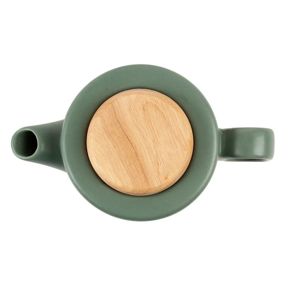 Theiere en grès vert mat avec filtre - baltika
