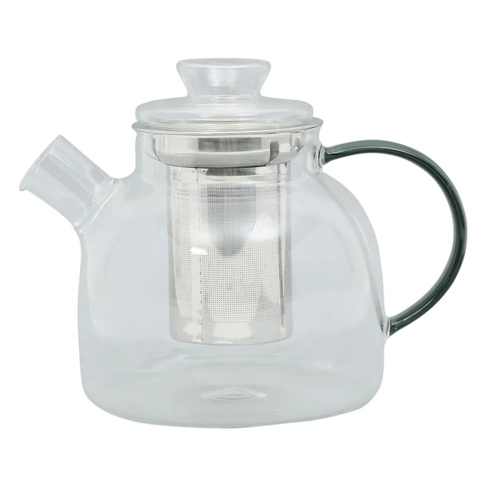 Theiere en verre avec filtre anse grise