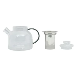 Theiere en verre avec filtre anse grise
