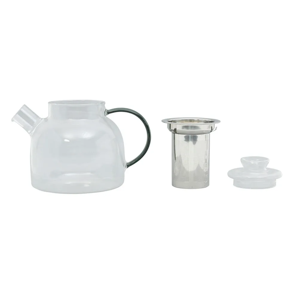 Theiere en verre avec filtre anse grise