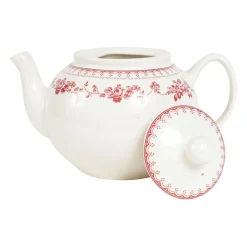 Théière anglaise en faïence blanc et bordeaux - faustine