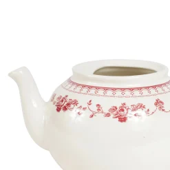 Théière anglaise en faïence blanc et bordeaux - faustine