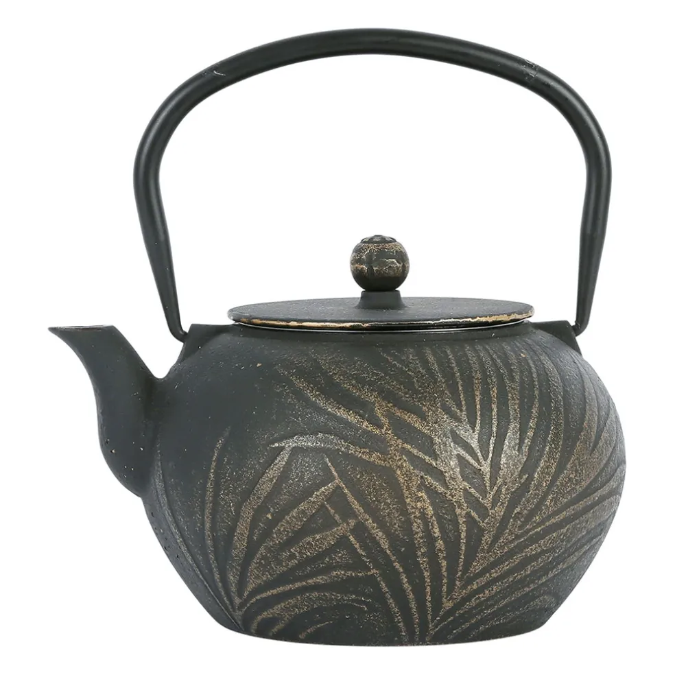 Théière avec filtre en fonte noire et dorée 1.5l - Exaltation