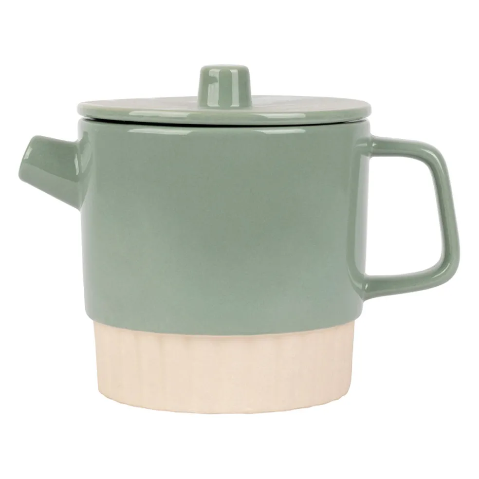 Théière avec filtre en grès sauge 90cl - cannelé