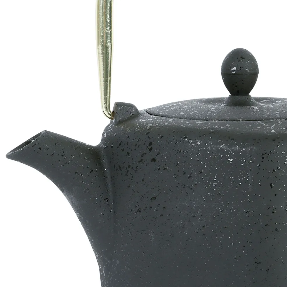 Théière en fonte et inox noir et doré 1.5L - Arty