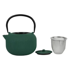 Théière en fonte émeraude avec filtre 1L - Tresse