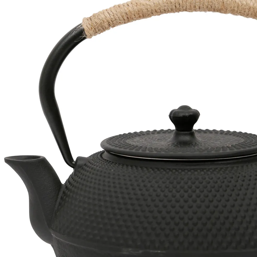 Théière en fonte noir avec filtre 1.2l - Picots
