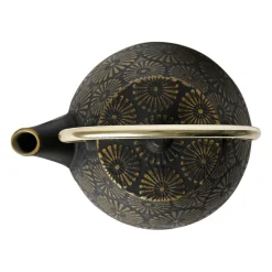 Théière en fonte noir et doré - Lotus
