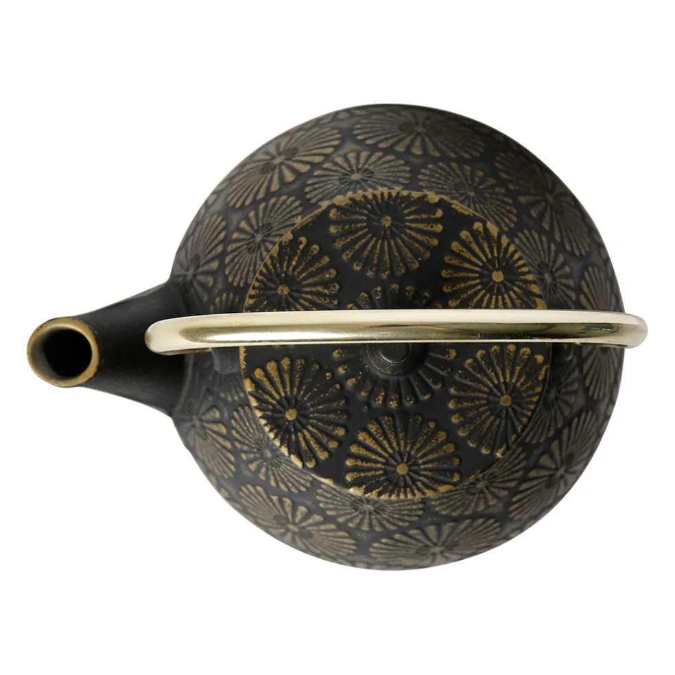 Théière en fonte noir et doré - Lotus