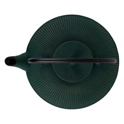 Théière en fonte plate avec filtre émeraude et doré 75cl