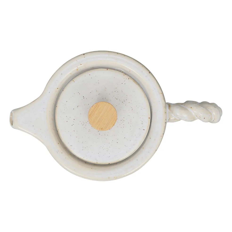 Théière en grès blanc et filtre en inox 1l - Organic