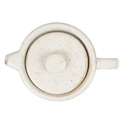 Théière en grès blanc moucheté et bois avec filtre - nordika