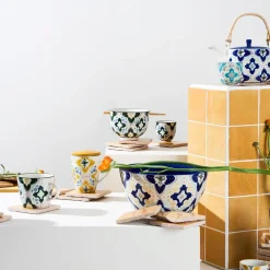 Théière en grès bleu avec filtre inox 1L - Azulejo