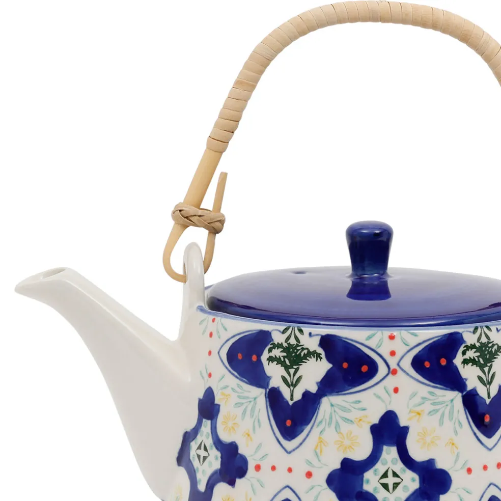 Théière en grès bleu avec filtre inox 1L - Azulejo