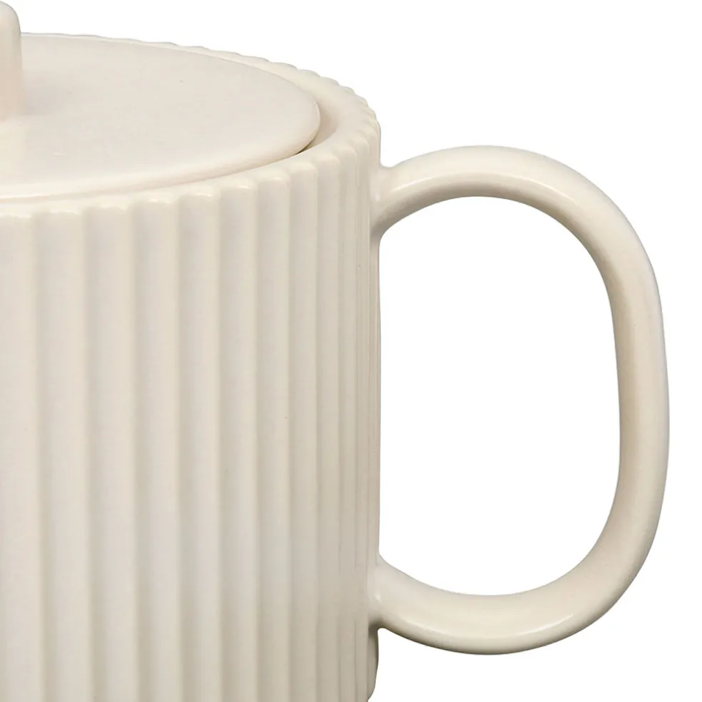 Théière en grès écru et filtre en inox 1l - Sweet Leaves