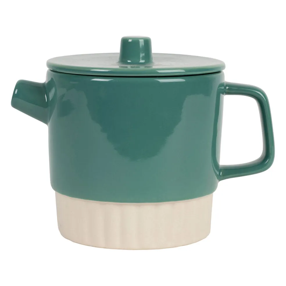 Théière en grès et inox émeraude 90cl - Cannelé