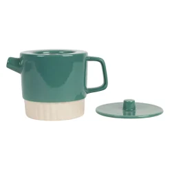 Théière en grès et inox émeraude 90cl - Cannelé