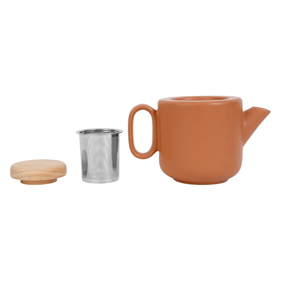 Théière en grès terracotta mat avec filtre - Baltika
