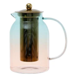 Théière en verre borosilicate émeraude et corail 1.5l - Funny
