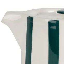 Théière rayée en grès émeraude et blanc avec filtre 1l - Alaria