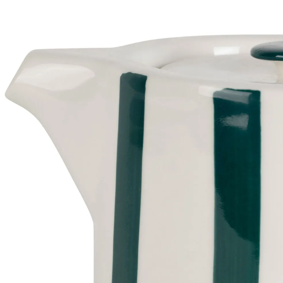 Théière rayée en grès émeraude et blanc avec filtre 1l - Alaria