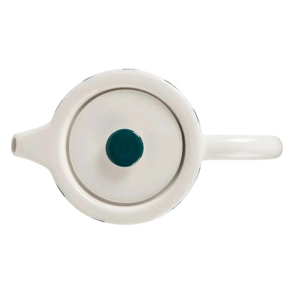 Théière rayée en grès émeraude et blanc avec filtre 1l - Alaria