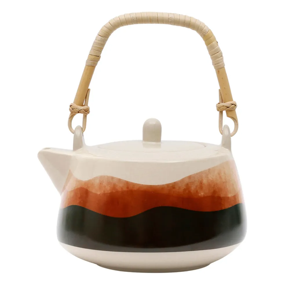 Théière terracotta et vert en porcelaine avec filtre 1.3l - sweet leaves