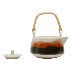 Théière terracotta et vert en porcelaine avec filtre 1.3l - sweet leaves