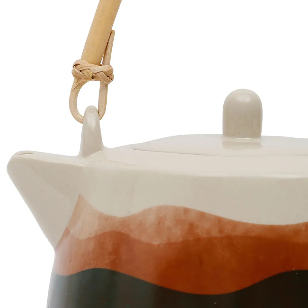 Théière terracotta et vert en porcelaine avec filtre 1.3l - sweet leaves