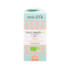 Tisane 15 sachets fruitée bio saveur pêche verveine et orange sanguine