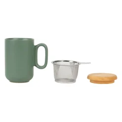 Tisaniere en grès avec filtre vert mat - baltika