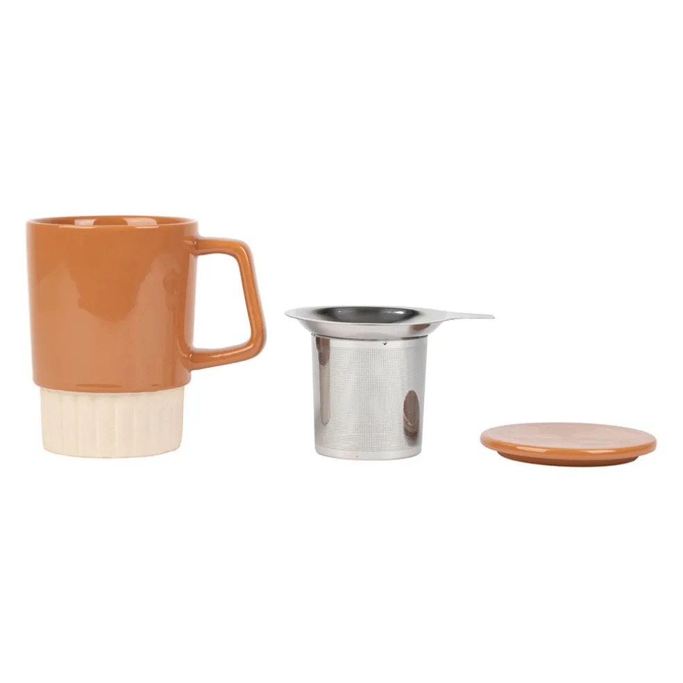 Tisanière avec filtre en grès terracotta 40cl - cannelé