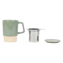 Tisanière avec filtre en grès sauge 40cl - cannelé